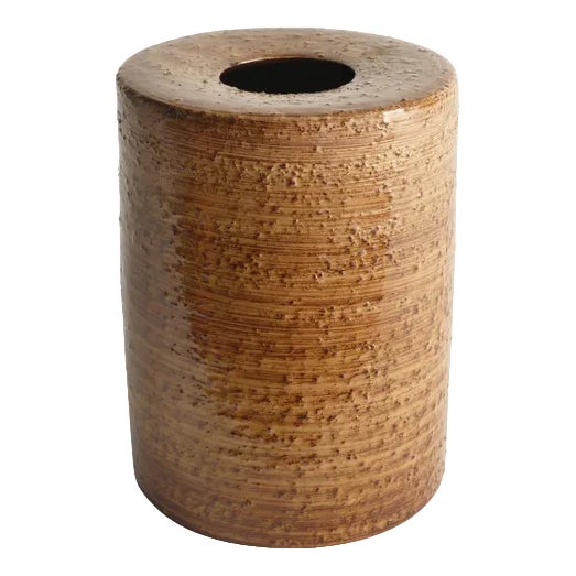 Scandinavian Modern Brown Cylindrical Vase by Jerk Werkmäster for Nittsjö, 1960 For Sale