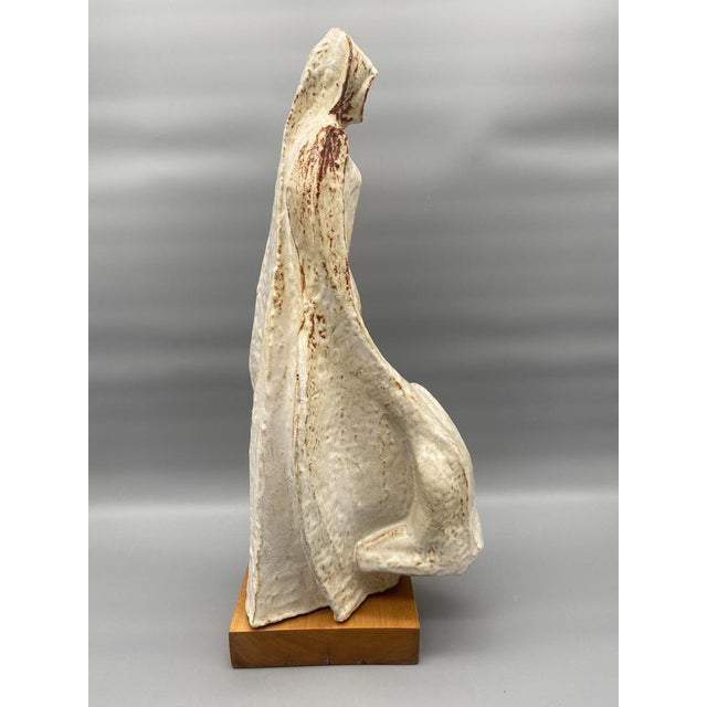 Leandro Lega, Abstract Faenza Sculpture, 1981, Ceramic on Wooden Base For Sale - Image 4 of 14