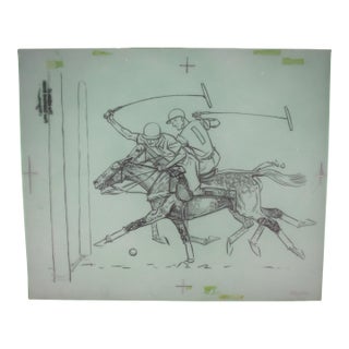 Paul Brown Polo Pencil on Acetate Drawing 1 For Sale