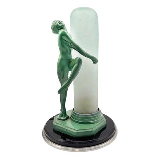 1970 Frankart F612 Dancing Nude Nymph Lamp W/ Frosted Glass Shade, Re-Edition For Sale