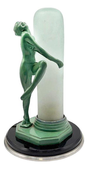 1970 Frankart F612 Dancing Nude Nymph Lamp W/ Frosted Glass Shade, Re-Edition