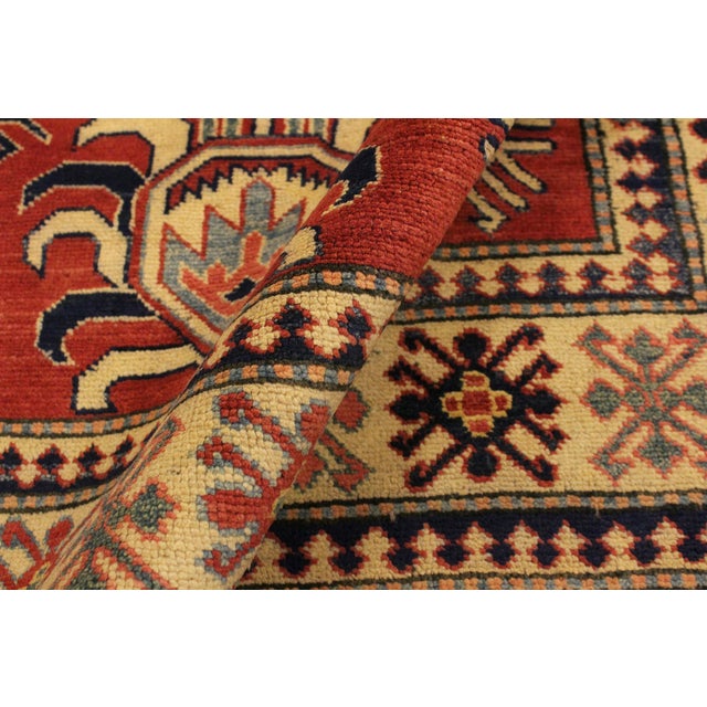 Textile Rustic Super Kazak Rust/Beige Wool Rug - 4'0'' X 6'2'' For Sale - Image 7 of 10