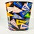 Mid-Century Boho Chic Americana College Pennant Metal Wastebasket. For Sale - Image 4 of 11