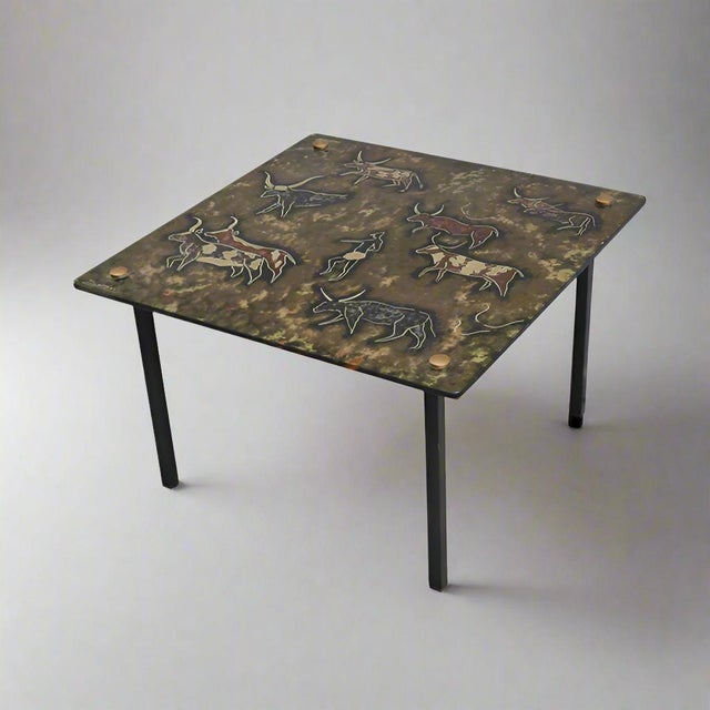 20th Century Modernist Églomisé Glass Top Side Table, Italy For Sale - Image 11 of 11