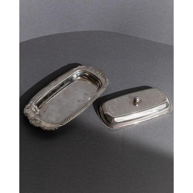 Vintage Engraved Ornamental Silver-Plated Butter Dish, 1970s For Sale - Image 4 of 11