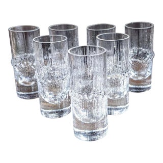 Late 20th Century Seven (7) Iittala "Niva" Textured Icicle Cordial Shot Glasses Designed by Tapio Wirkkala For Sale