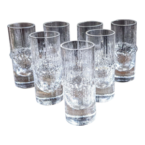 Late 20th Century Seven (7) Iittala "Niva" Textured Icicle Cordial Shot Glasses Designed by Tapio Wirkkala