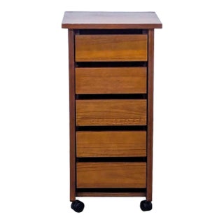 Ethan Allen Five Drawer Wood Storage Cart For Sale