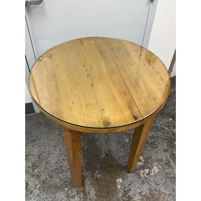 Early 21st Century Custom Design Pine + Glass Side Table For Sale - Image 5 of 12