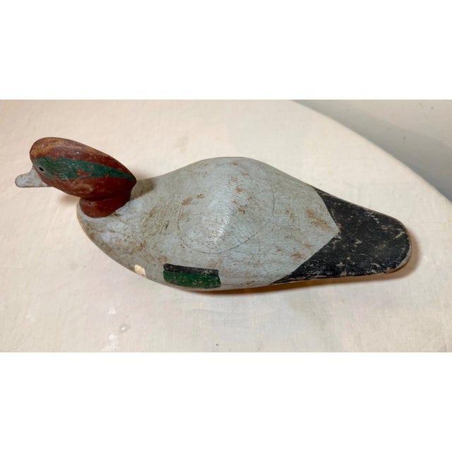 Antique Hand Carved Wood Folk Art Green-Winged Teal Duck Decoy Sculpture Statue For Sale - Image 9 of 10