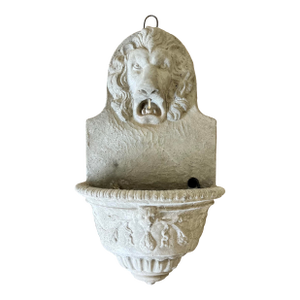 Vintage Cast Cement Lion Wall Fountain