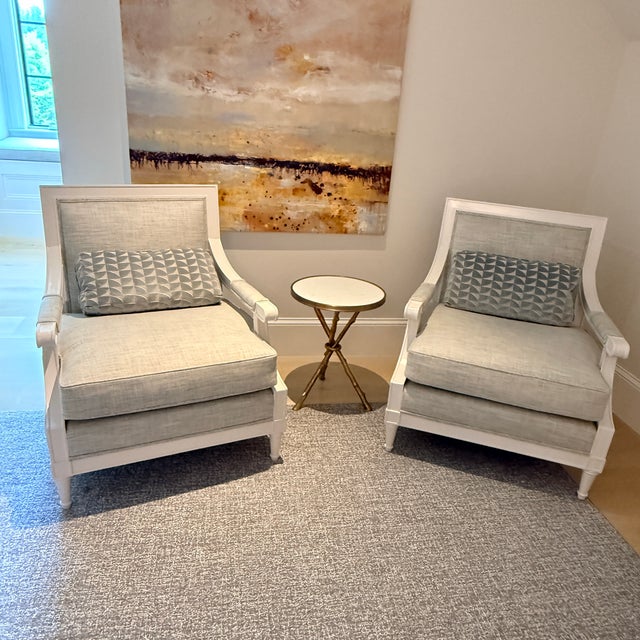 2020s Pair of White Lacquered Framed Armchairs For Sale - Image 5 of 11