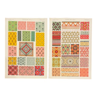 Pair of Persian Chromolithographs From Grammar of Ornament by Owen Jones For Sale