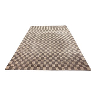 8ft 6in × 11ft 7in Contemporary Checkered Hand Tufted Wool Area Rug For Sale