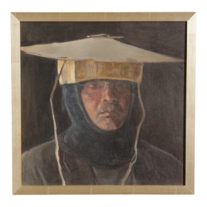 Qimin Liu Contemporary Oil Painting Portrait, 'Man with Odd Hat'