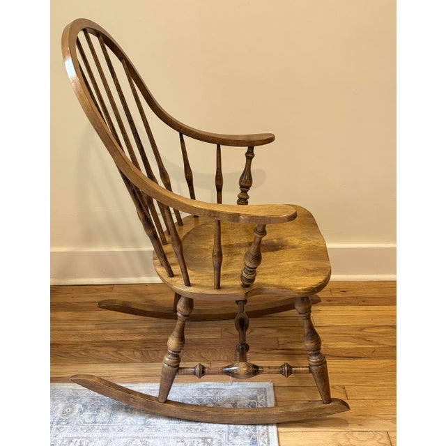 Ethan Allen Windsor Bowback Rocking Chair in Nutmeg For Sale In Denver - Image 6 of 10