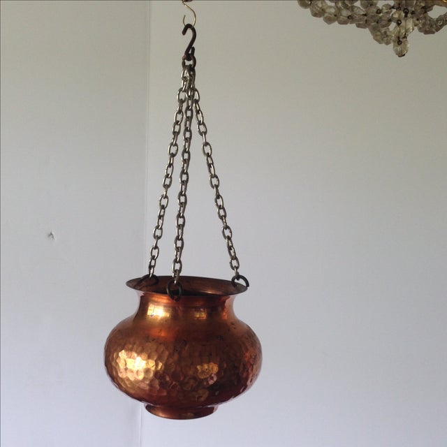 Vintage Hammered Copper Hanging Planter Chairish