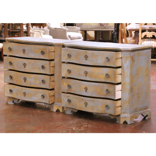 Wood Pair of Late 20th Century French Louis Philippe Style Painted Commodes Chests For Sale - Image 7 of 11