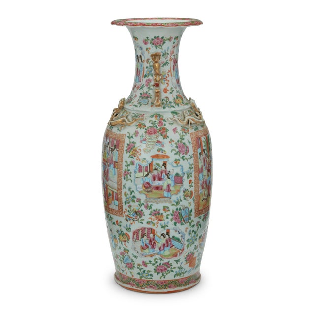 Chinese Large 19th Century Rose Medallion Vase, 24" For Sale - Image 3 of 6