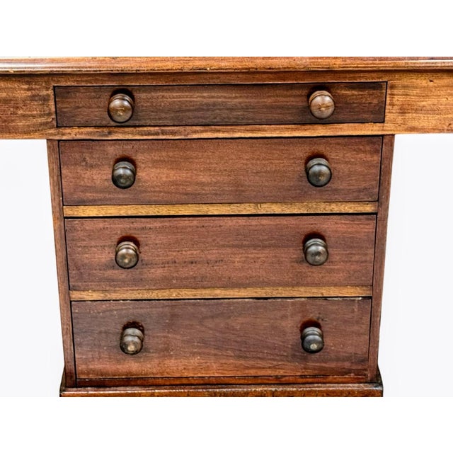Traditional Handsome English Regency Pedestal Desk or Partners Desk For Sale - Image 3 of 6