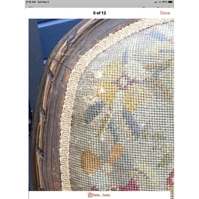 Antique Needlepoint Bergere Chair For Sale - Image 9 of 12