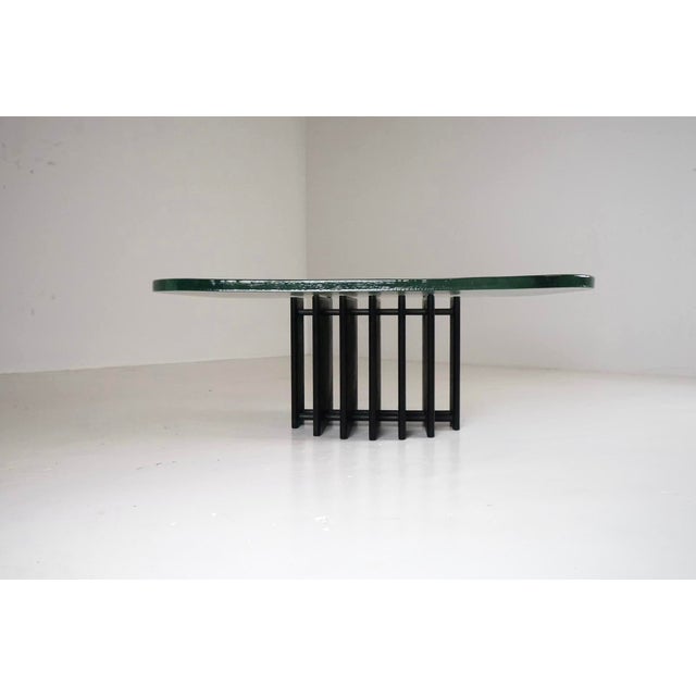 Wood Brutalist Coffee Table with Cast Glass Top by Heinz Lilienthal, 1980s For Sale - Image 7 of 10