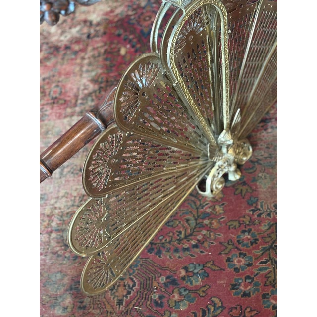 Brass Antique Brass Peacock Fan Fire Screen For Sale - Image 8 of 10