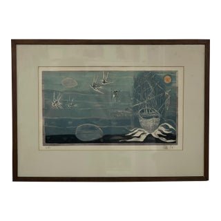 Vintage Mid-Century Modern Limited Edition Nautical Silkscreen Print, Signed, Edition 3 of 100, Framed.. For Sale