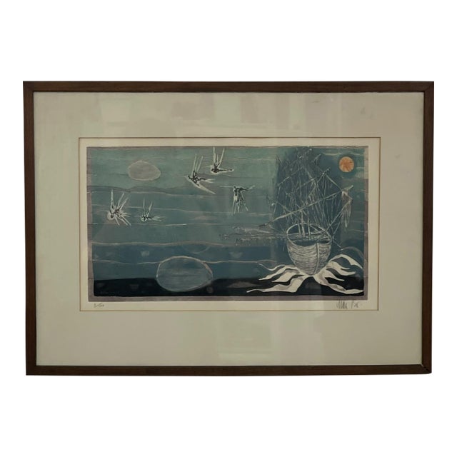 Vintage Mid-Century Modern Limited Edition Nautical Silkscreen Print, Signed, Edition 3 of 100, Framed.. For Sale