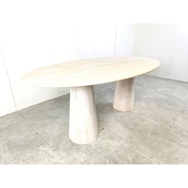 Vintage Oval Travertine Dining Table, 1970s For Sale - Image 6 of 7