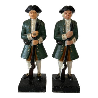 Vintage Cast Iron Minutmen Bookends - a Pair For Sale