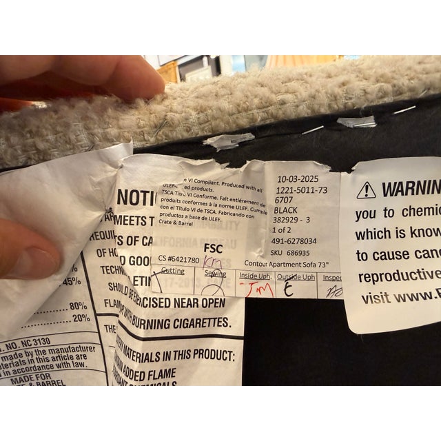 Crate & Barrel Contour Collection Apartment Sofa, Oat For Sale - Image 12 of 12