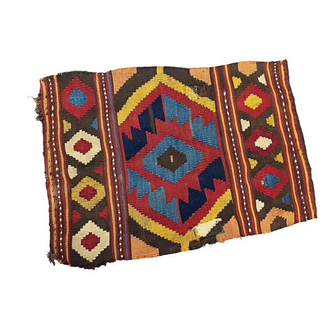 Tribal Antique and Rare Small Tribal Caucasian Kuba Kilim 2' by 1'41" For Sale - Image 3 of 7