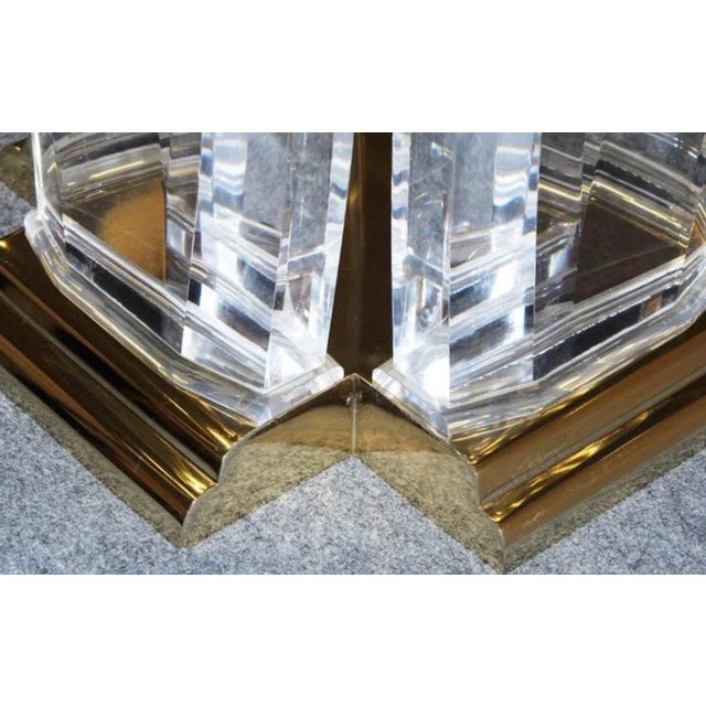 Metal 1970s Attributed to Jeffery Bigelow Acrylic and Bronze Dining Table Base With Starphire Etched Glass Top Included For Sale - Image 7 of 9