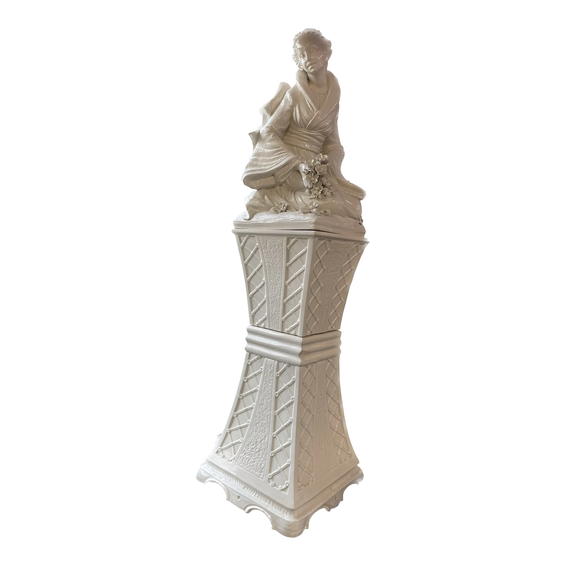 Large 1940s Italian Blanc De Chine Porcelain Geisha Statue on