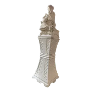 Large 1940s Italian Blanc De Chine Porcelain Geisha Statue on Plinth