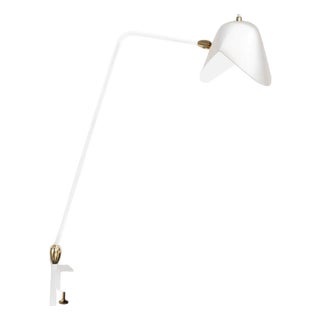 Mid-Century Modern White Two Swivels Stapled Table Lamp by Serge Mouille For Sale