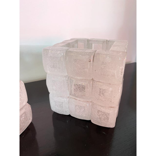 1970s Glass Cube Lamps by Poliarte, Italy - a Pair For Sale - Image 6 of 11