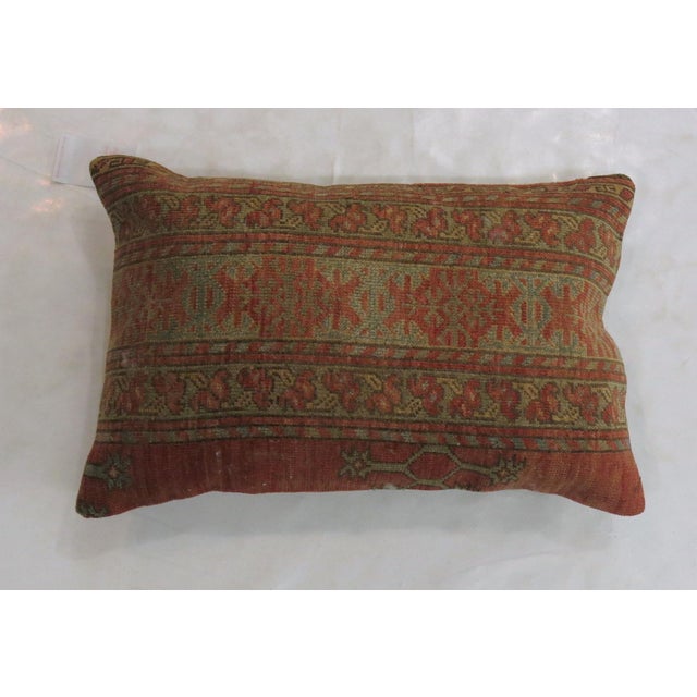 Rustic Tribal Afghan Antique Wool Bolster Size Rug Pillow For Sale - Image 4 of 5
