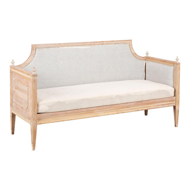 19th Century Swedish Original White Painted Pine Gustavian Bench For Sale