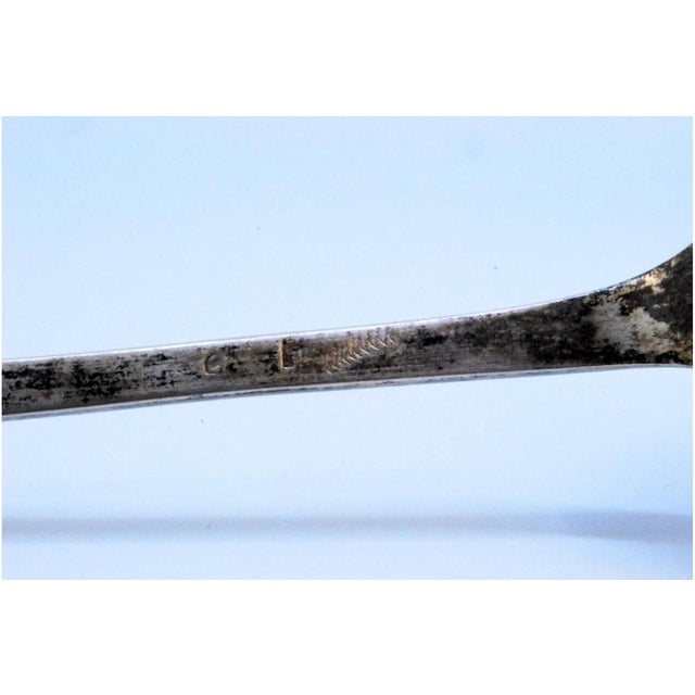 Plain Silver Soup Ladle with Flower Engraved on the Handle For Sale - Image 3 of 10