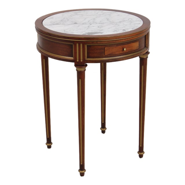 French Louis XVI Round Marble Top Lamp Table For Sale