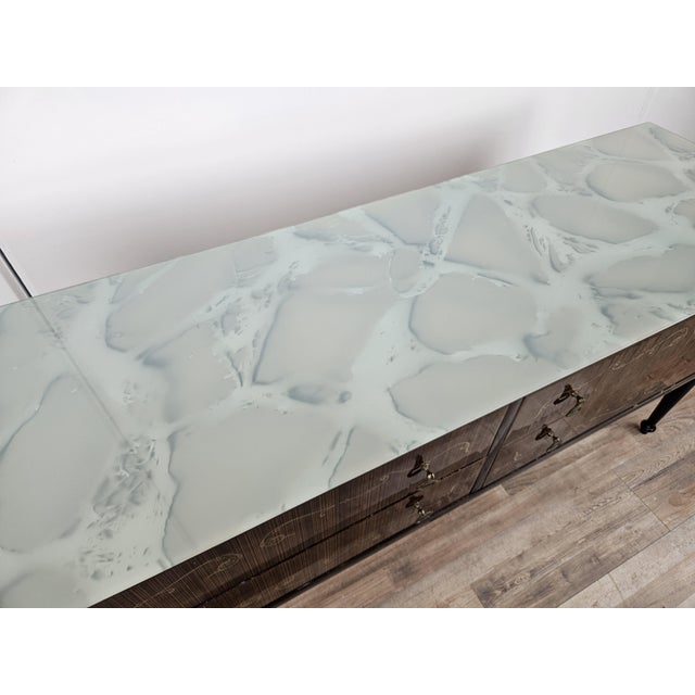 Mid-Century Chest of Drawers with Blue Glass and Four Drawers, 1960s For Sale - Image 6 of 18