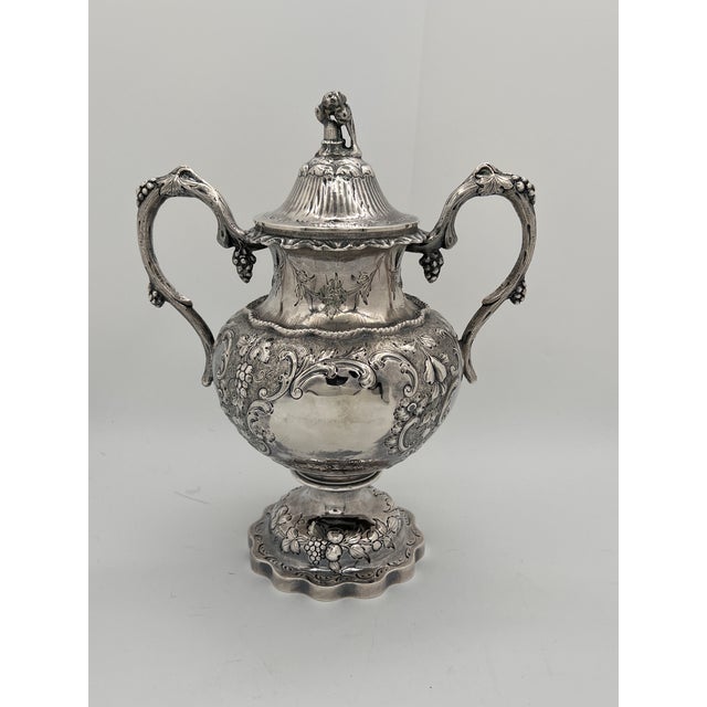 Silver Four Piece Early 19th Century Coin Silver Coffee Service, Jb Ginochio (1834-1857) New York, Ny For Sale - Image 8 of 15