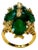 7.5 Carat Natural 4 Oval Cut Emerald & Diamond Flower Ring 18 Karat Yellow Gold, Size 3.75 For Sale