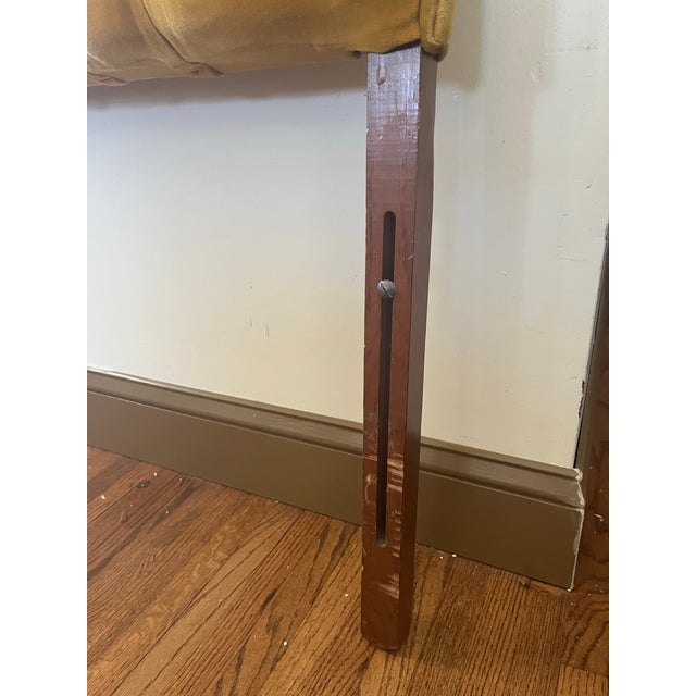 Mid 20th Century Vintage Upholstered Yellow Velvet Headboard - Twin For Sale - Image 5 of 8