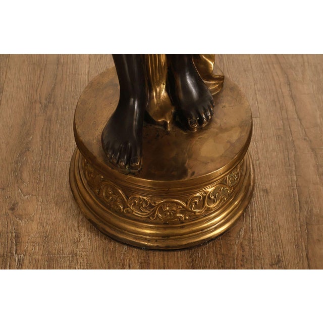 Late 20th Century Neoclassical Style Pair Of Bronze Figural Torchere Floor Lamps For Sale - Image 11 of 18