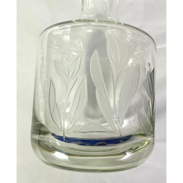 Early 21st Century Krosno,Poland-Makers of Fine Crystal-Two Tulip,etched Decanters and a Matching Ice Bucket – Three Pieces For Sale - Image 5 of 11
