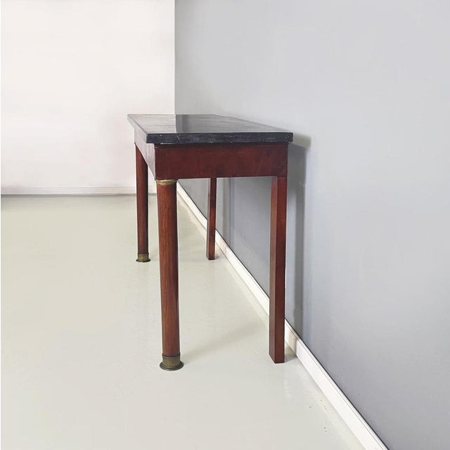 Empire Italian Console Table in Black Marble and Walnut Wood, 1820s For Sale - Image 4 of 14