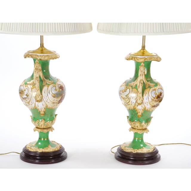Early 20th Century Royal Worcester Hand-Painted and Gilt Porcelain Table Lamps For Sale - Image 10 of 12